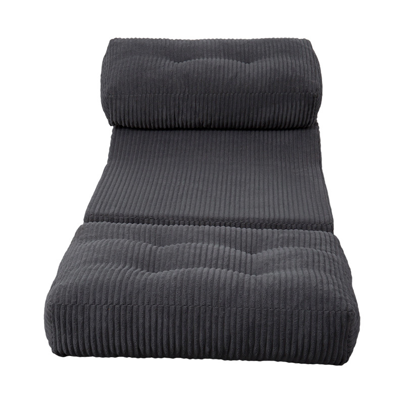 Sofá-cama multifuncional dobrável de espuma completa em veludo cinza escuro com encosto ergonômico Sofá-cama multifuncional dobrável de espuma completa em veludo cinza escuro com encosto ergonômico