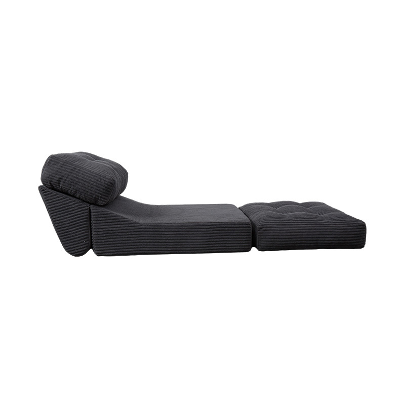 Sofá-cama multifuncional dobrável de espuma completa em veludo cinza escuro com encosto ergonômico Sofá-cama multifuncional dobrável de espuma completa em veludo cinza escuro com encosto ergonômico