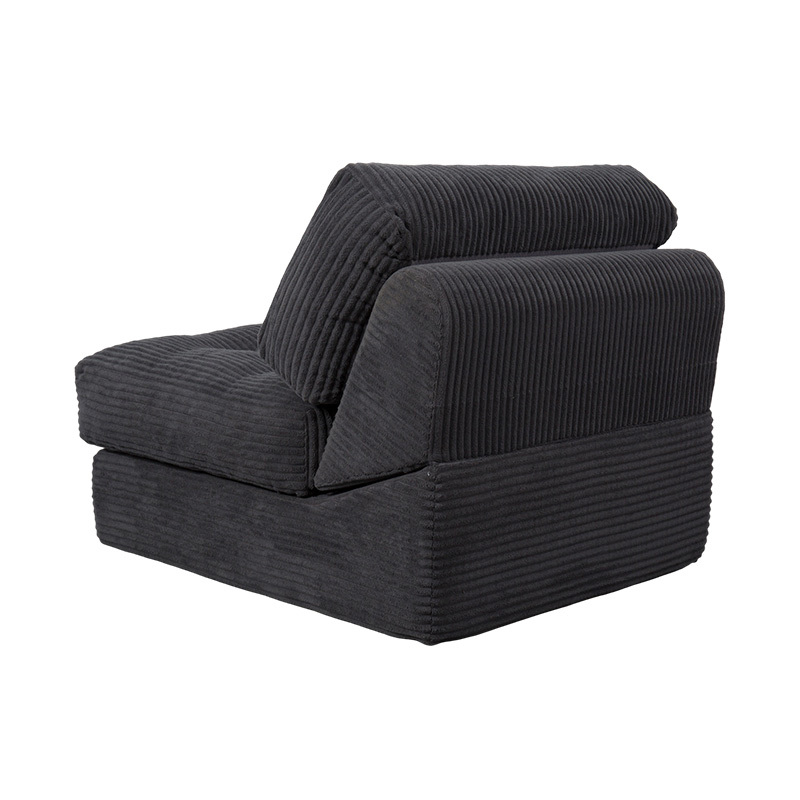 Sofá-cama multifuncional dobrável de espuma completa em veludo cinza escuro com encosto ergonômico Sofá-cama multifuncional dobrável de espuma completa em veludo cinza escuro com encosto ergonômico