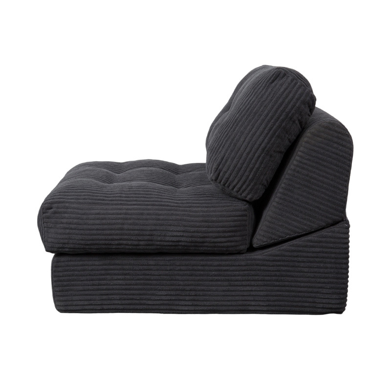 Sofá-cama multifuncional dobrável de espuma completa em veludo cinza escuro com encosto ergonômico Sofá-cama multifuncional dobrável de espuma completa em veludo cinza escuro com encosto ergonômico