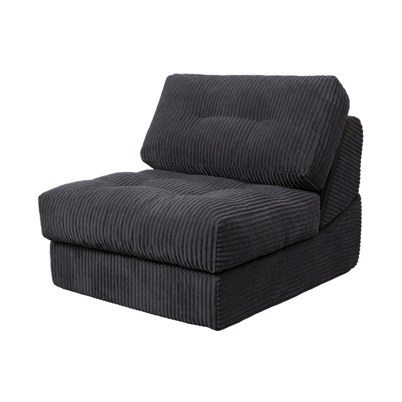 Sofá-cama multifuncional dobrável de espuma completa em veludo cinza escuro com encosto ergonômico Sofá-cama multifuncional dobrável de espuma completa em veludo cinza escuro com encosto ergonômico