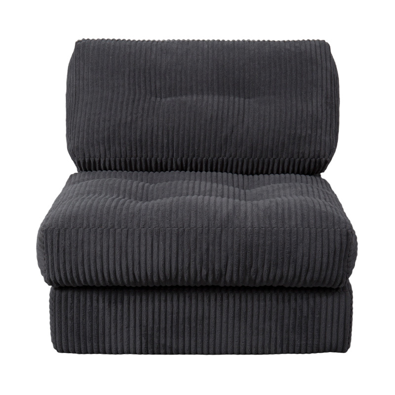 Sofá-cama multifuncional dobrável de espuma completa em veludo cinza escuro com encosto ergonômico Sofá-cama multifuncional dobrável de espuma completa em veludo cinza escuro com encosto ergonômico