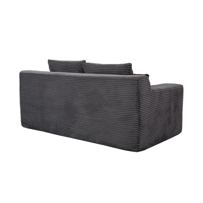 Sofá-cama modular transformável em veludo cotelê cinza escuro com várias almofadas Sofá-cama modular transformável em veludo cotelê cinza escuro com várias almofadas