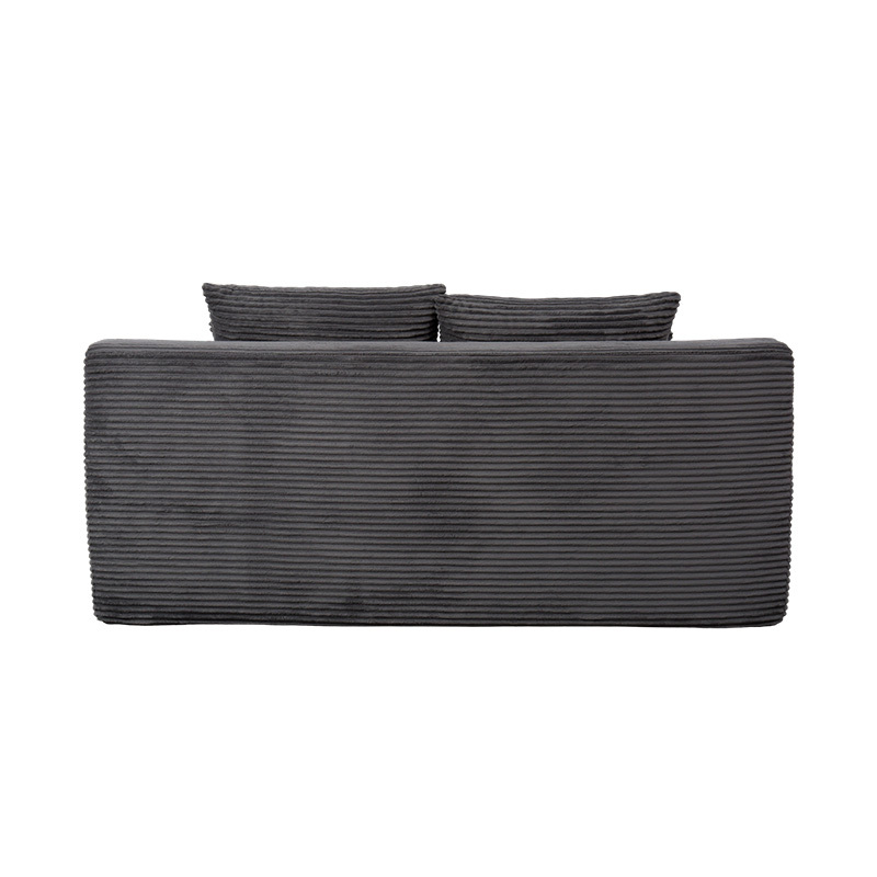 Sofá-cama modular transformável em veludo cotelê cinza escuro com várias almofadas Sofá-cama modular transformável em veludo cotelê cinza escuro com várias almofadas