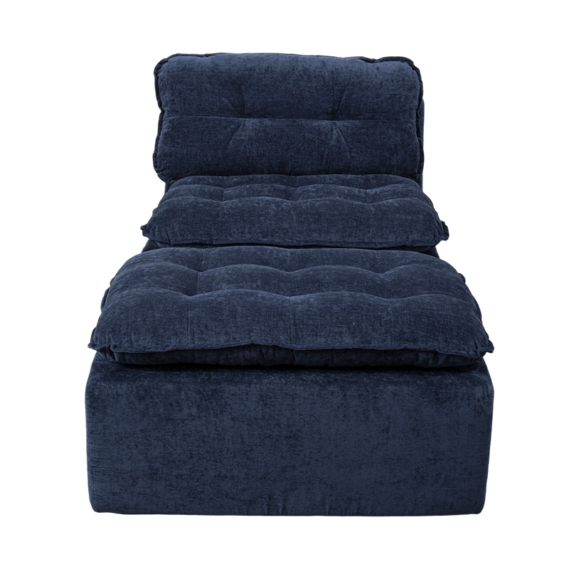 Conjunto de sofá modular de espuma completa em veludo cotelê azul profundo com encosto acolchoado e otomano combinando Conjunto de sofá modular de espuma completa em veludo cotelê azul profundo com encosto acolchoado e otomano combinando