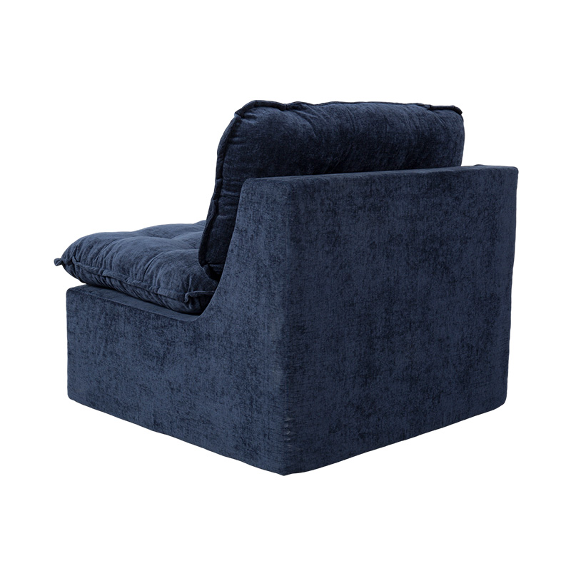 Conjunto de sofá modular de espuma completa em veludo cotelê azul profundo com encosto acolchoado e otomano combinando Conjunto de sofá modular de espuma completa em veludo cotelê azul profundo com encosto acolchoado e otomano combinando