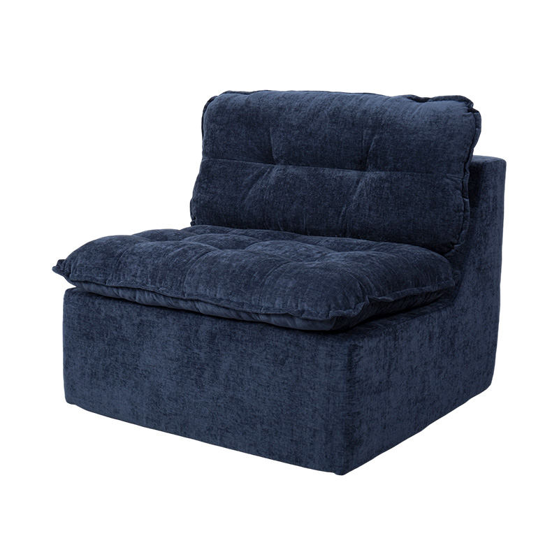 Conjunto de sofá modular de espuma completa em veludo cotelê azul profundo com encosto acolchoado e otomano combinando Conjunto de sofá modular de espuma completa em veludo cotelê azul profundo com encosto acolchoado e otomano combinando