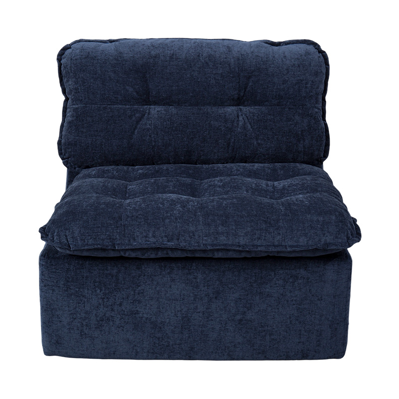 Conjunto de sofá modular de espuma completa em veludo cotelê azul profundo com encosto acolchoado e otomano combinando Conjunto de sofá modular de espuma completa em veludo cotelê azul profundo com encosto acolchoado e otomano combinando