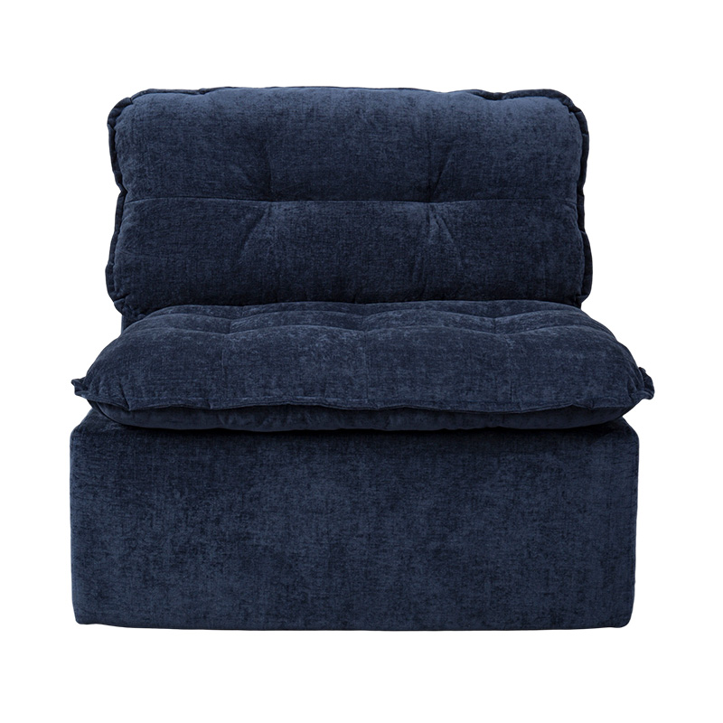 Conjunto de sofá modular de espuma completa em veludo cotelê azul profundo com encosto acolchoado e otomano combinando Conjunto de sofá modular de espuma completa em veludo cotelê azul profundo com encosto acolchoado e otomano combinando