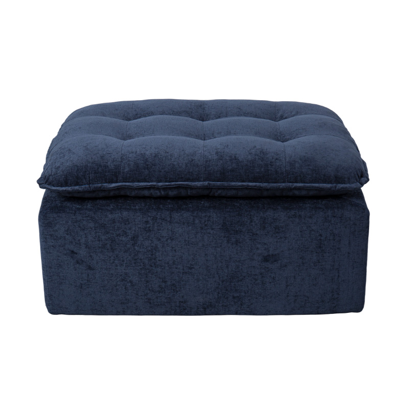 Conjunto de sofá modular de espuma completa em veludo cotelê azul profundo com encosto acolchoado e otomano combinando Conjunto de sofá modular de espuma completa em veludo cotelê azul profundo com encosto acolchoado e otomano combinando