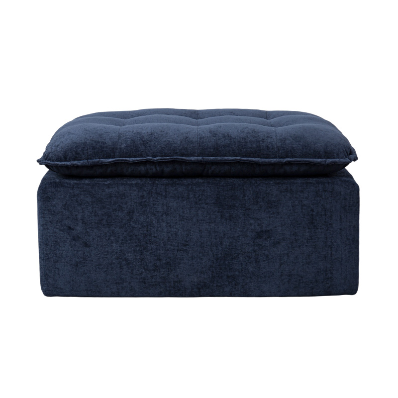 Conjunto de sofá modular de espuma completa em veludo cotelê azul profundo com encosto acolchoado e otomano combinando Conjunto de sofá modular de espuma completa em veludo cotelê azul profundo com encosto acolchoado e otomano combinando