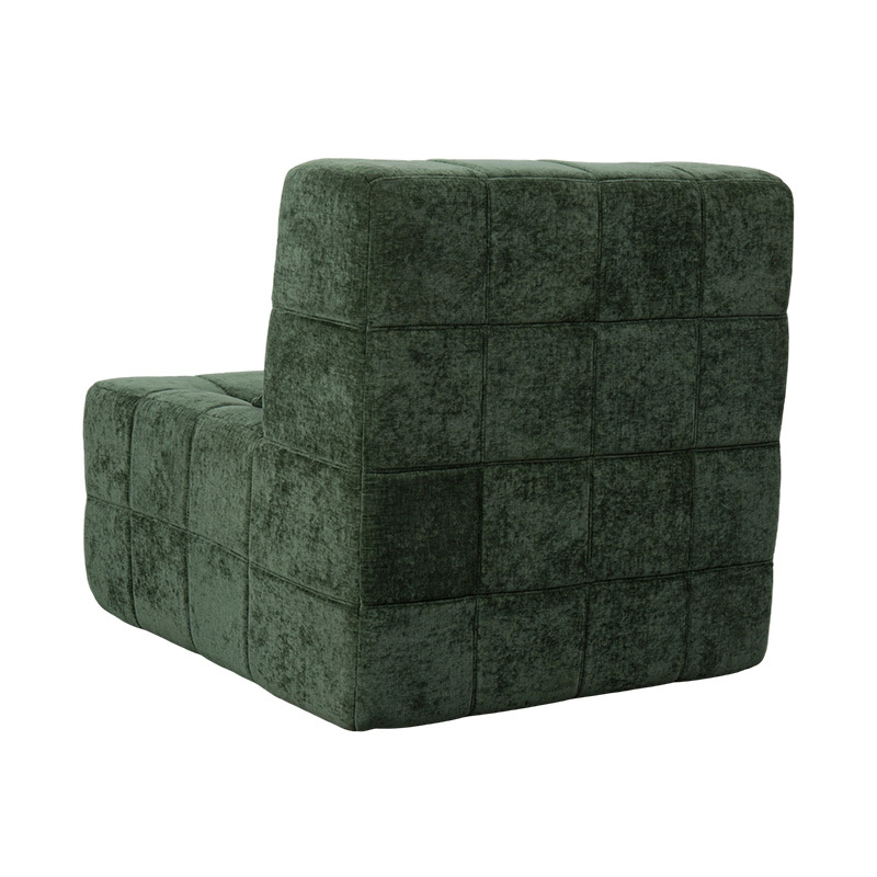 Sofá único grande de espuma total em veludo cotelê verde esmeralda com design em bloco Sofá único grande de espuma total em veludo cotelê verde esmeralda com design em bloco