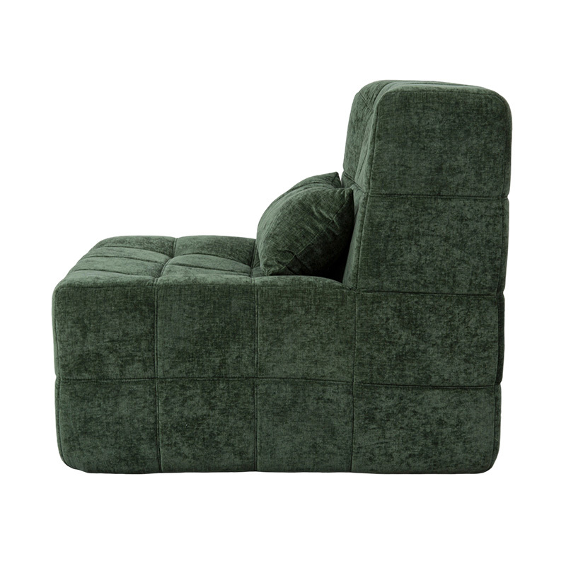 Sofá único grande de espuma total em veludo cotelê verde esmeralda com design em bloco Sofá único grande de espuma total em veludo cotelê verde esmeralda com design em bloco