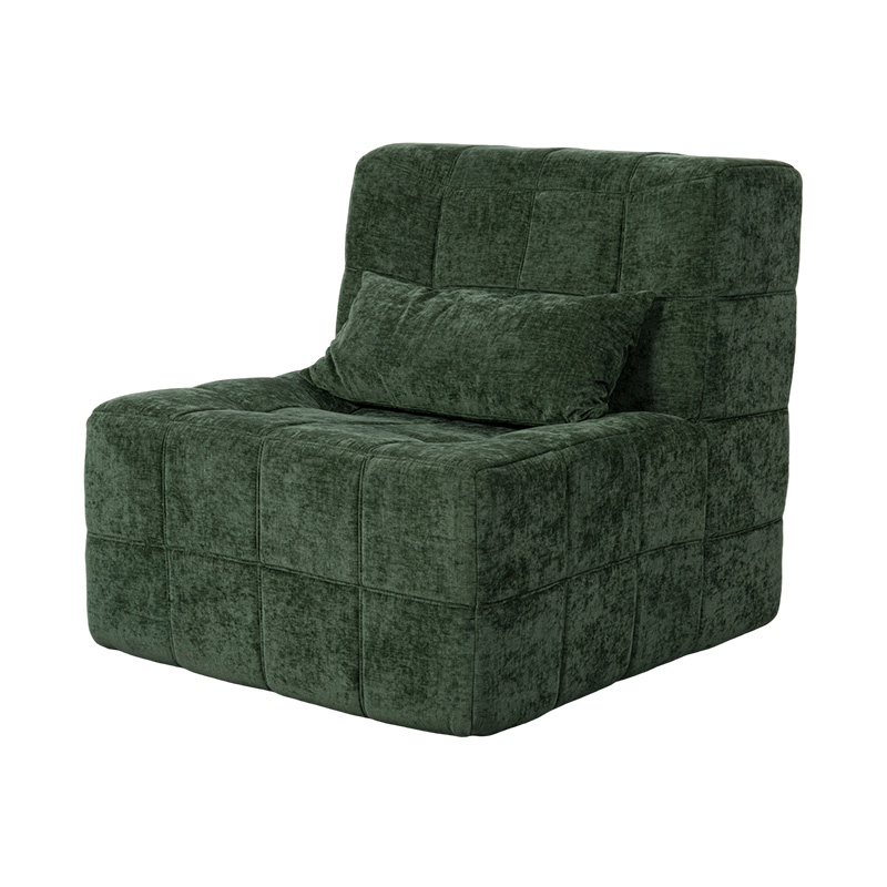 Sofá único grande de espuma total em veludo cotelê verde esmeralda com design em bloco Sofá único grande de espuma total em veludo cotelê verde esmeralda com design em bloco