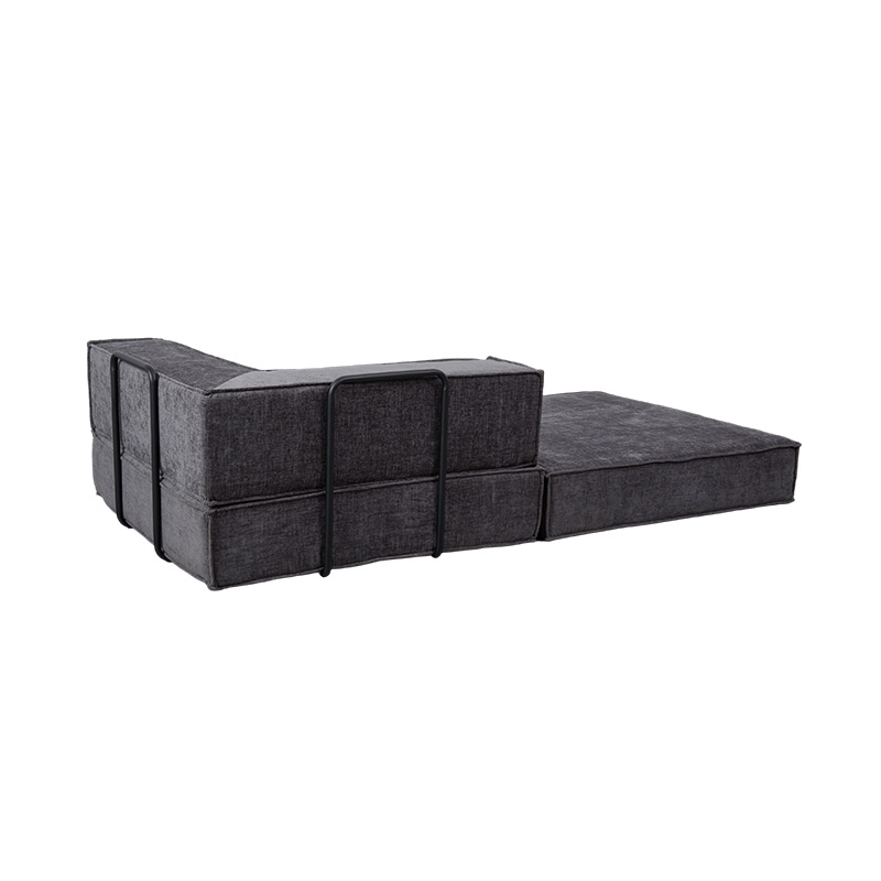 Sofá modular criativo em tecido cinza escuro, design de espuma completa livremente combinável e multifuncional