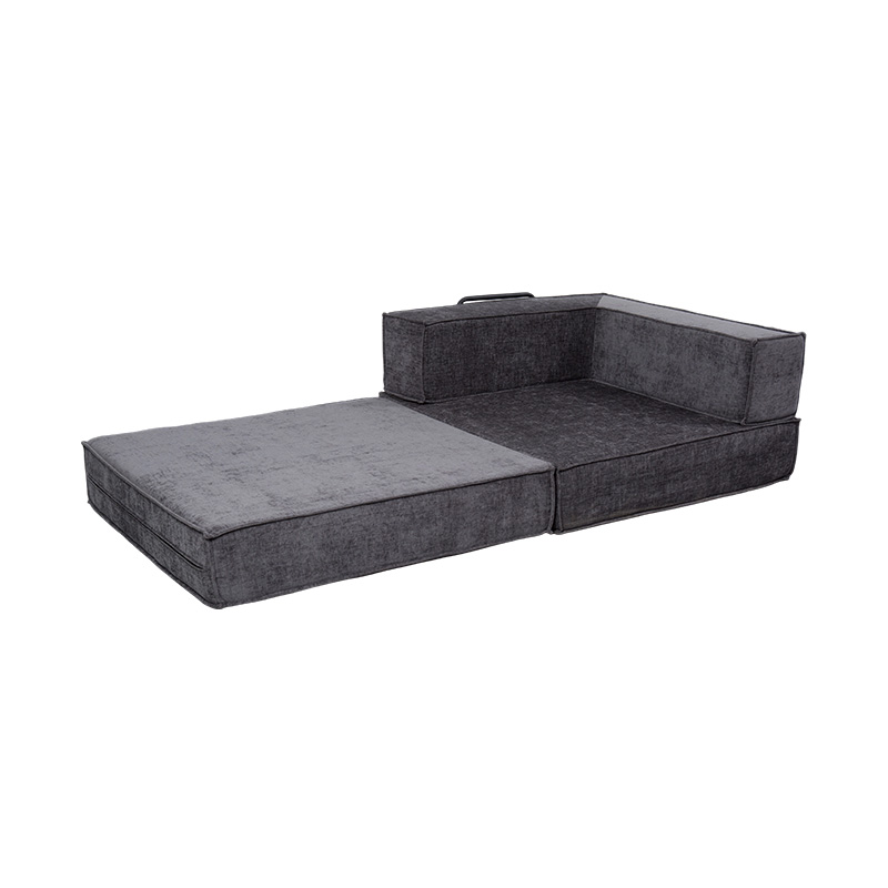 Sofá modular criativo em tecido cinza escuro, design de espuma completa livremente combinável e multifuncional