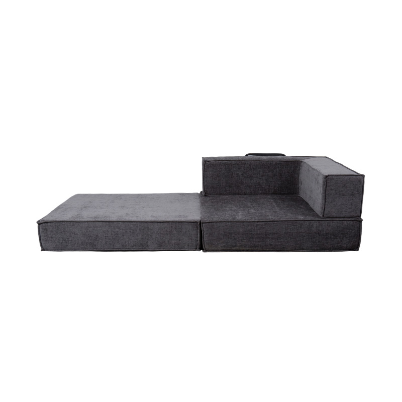 Sofá modular criativo em tecido cinza escuro, design de espuma completa livremente combinável e multifuncional
