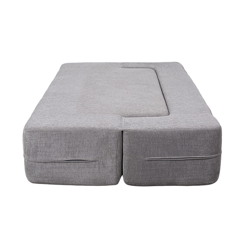 Sofá-cama multifuncional conversível em veludo cinza claro com almofadas Sofá-cama multifuncional conversível em veludo cinza claro com almofadas