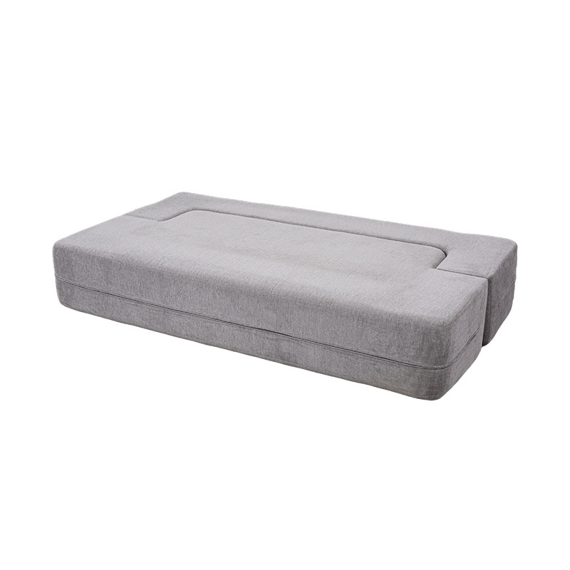 Sofá-cama multifuncional conversível em veludo cinza claro com almofadas Sofá-cama multifuncional conversível em veludo cinza claro com almofadas