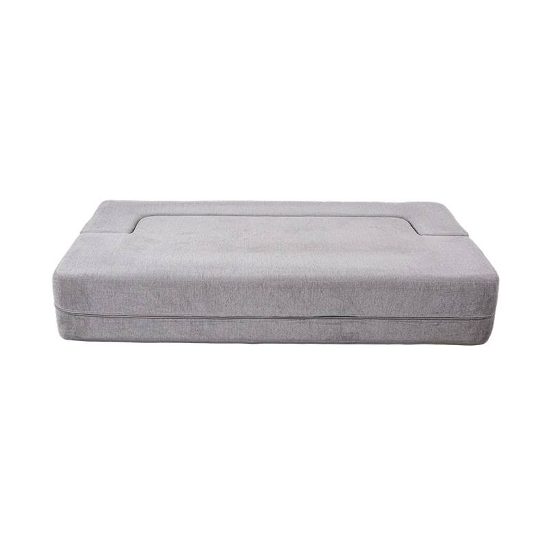 Sofá-cama multifuncional conversível em veludo cinza claro com almofadas Sofá-cama multifuncional conversível em veludo cinza claro com almofadas