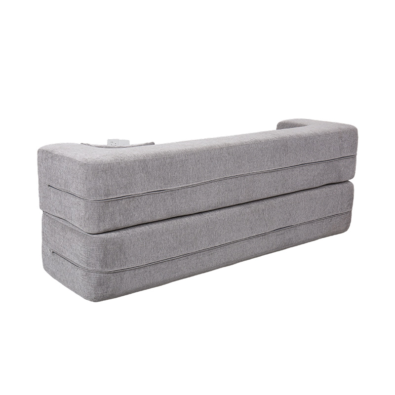 Sofá-cama multifuncional conversível em veludo cinza claro com almofadas Sofá-cama multifuncional conversível em veludo cinza claro com almofadas