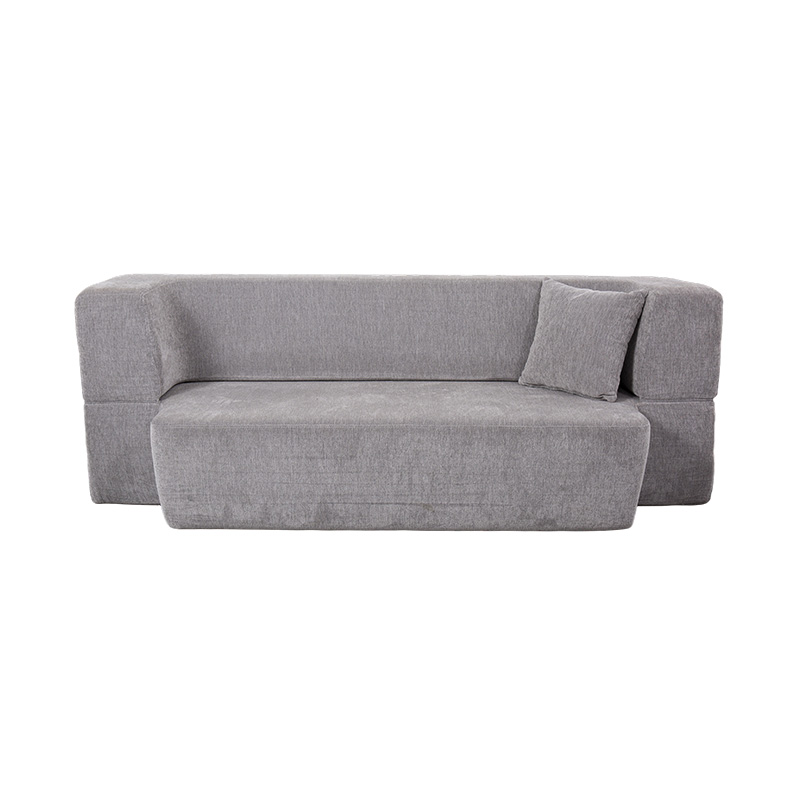 Sofá-cama multifuncional conversível em veludo cinza claro com almofadas Sofá-cama multifuncional conversível em veludo cinza claro com almofadas