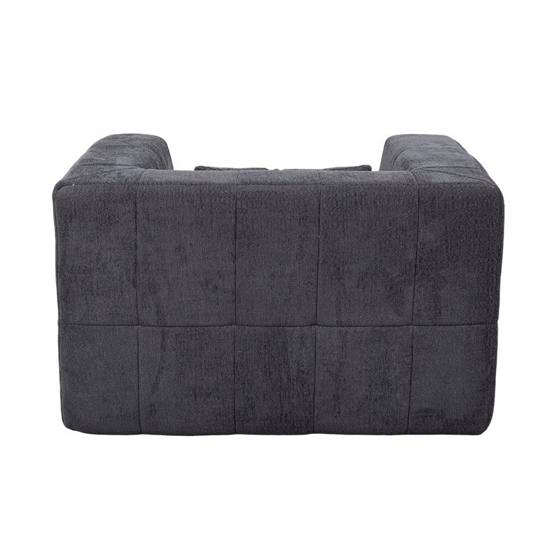 Sofá Lounge Individual de Espuma Completa com Veludo Cinza Escuro e Design de Bloco Geométrico