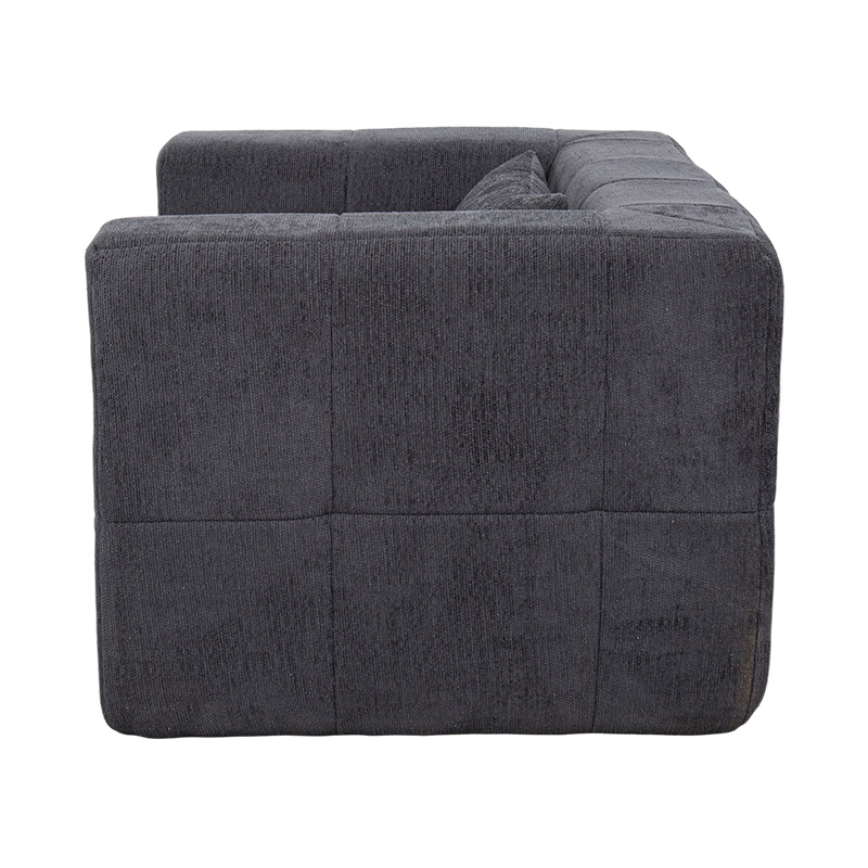Sofá Lounge Individual de Espuma Completa com Veludo Cinza Escuro e Design de Bloco Geométrico